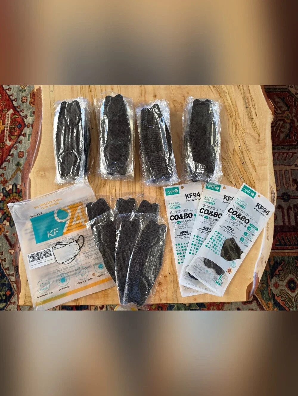 LOGAO Black KF94 3D Protection Cup Mask Individually Wrapped Set of 49 Masks New